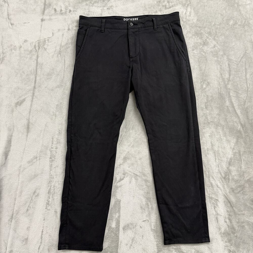 Dockers Alpha Khaki Supreme Flex Tapered Pants Mens 34x30 (Fits 35x28) Black